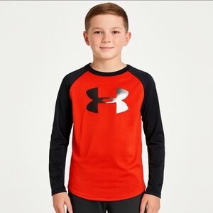Under Armour Youth Red Logo Sporty Shirt Sz XL